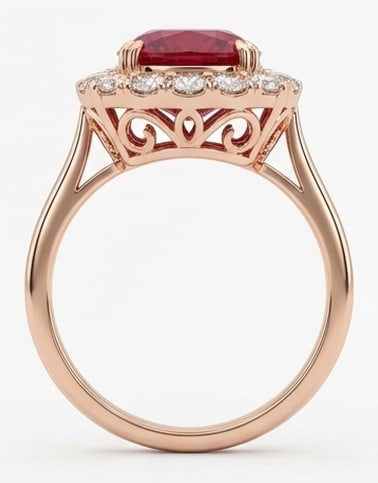 10.00 CT Ruby Lab-Grown Ring in Rose gold - 2