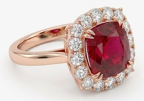 10.00 CT Ruby Lab-Grown Ring in Rose gold - 4
