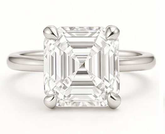 6.00 CT Lab grown diamond Lab-Grown Ring in White Gold: An exceptional 6.00 carat lab-grown lab grown diamond ring, expertly crafted in luxurious White Gold. The asscher cut solitaire design highlights the brilliance of the lab-grown center stone,