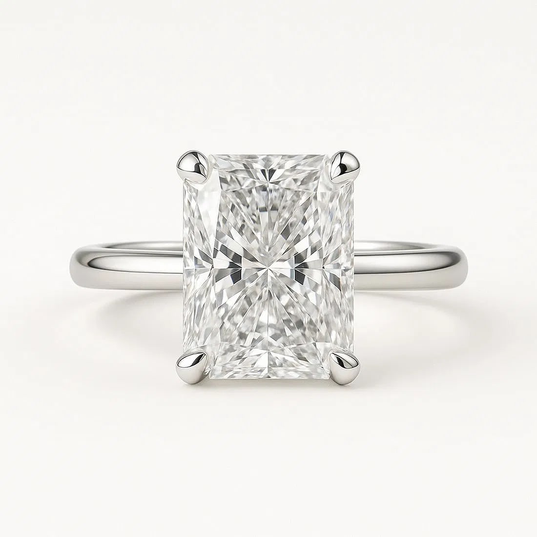 10.00 CT Lab grown diamond Lab-Grown Ring in White Gold: An exceptional 10.00 carat lab-grown lab grown diamond ring, expertly crafted in luxurious White Gold. The radiant cut solitaire design highlights the brilliance of the lab-grown center stone, accente