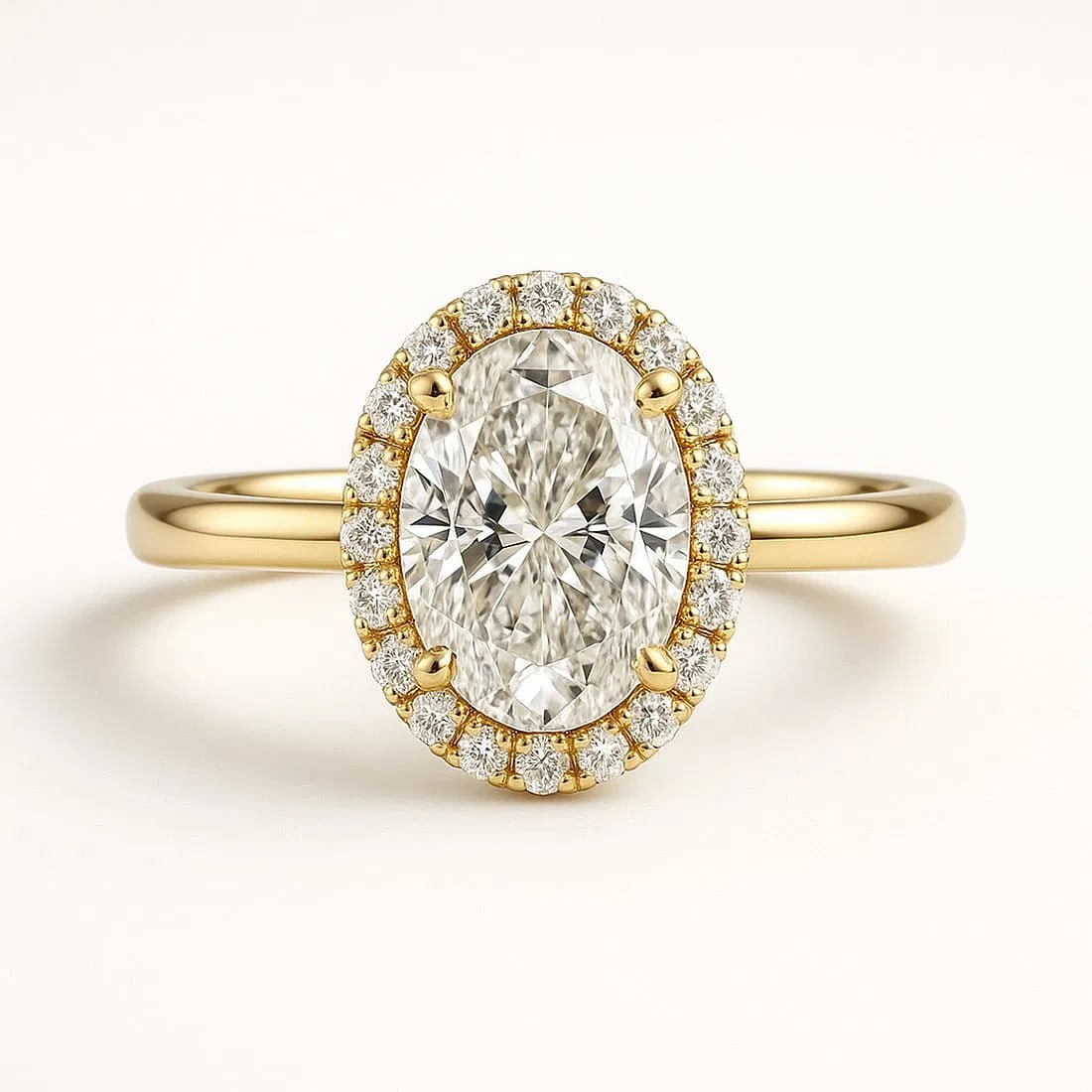 4.00 CT Lab grown diamond Lab-Grown Ring in Yellow gold: An exceptional 4.00 carat lab-grown lab grown diamond ring, expertly crafted in luxurious Yellow gold. The oval cut halo design highlights the brilliance of the lab-grown center stone, accented with l