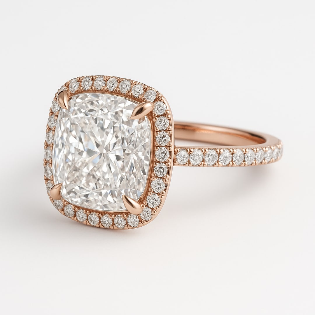 1.7 CT Natural Cushion-Cut Diamond Single-Stone Ring in 14K Rose Gold, Timeless Elegance, IGI: An exceptional 1.7 carat natural cushion-cut diamond ring, masterfully crafted in luxurious 14K Rose Gold and designed to embody refined elegance and lasting beauty. This design highlights the beauty