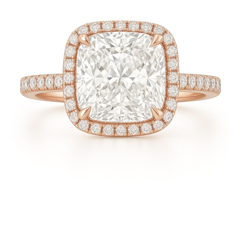 2.25 CT Natural Cushion-Cut Diamond Single-Stone Ring in 14K Rose Gold, Timeless Elegance, IGI (1 of 3)