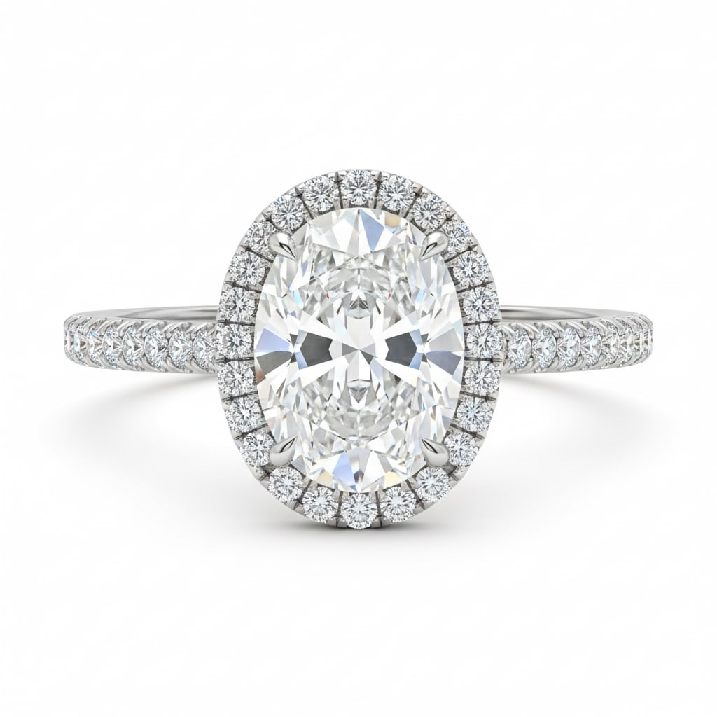 2.2 CT Natural Oval-Cut Diamond Single-Stone Ring in 14K White Gold, Timeless Elegance, GIA (1 of 4)