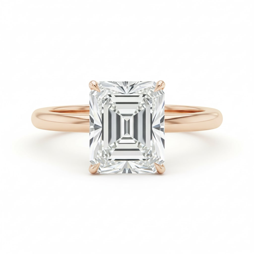 1.9 CT Natural Radiant-Cut Diamond Solitaire Ring in 14K Rose Gold, Sophisticated Finish, GIA (1 of 3)
