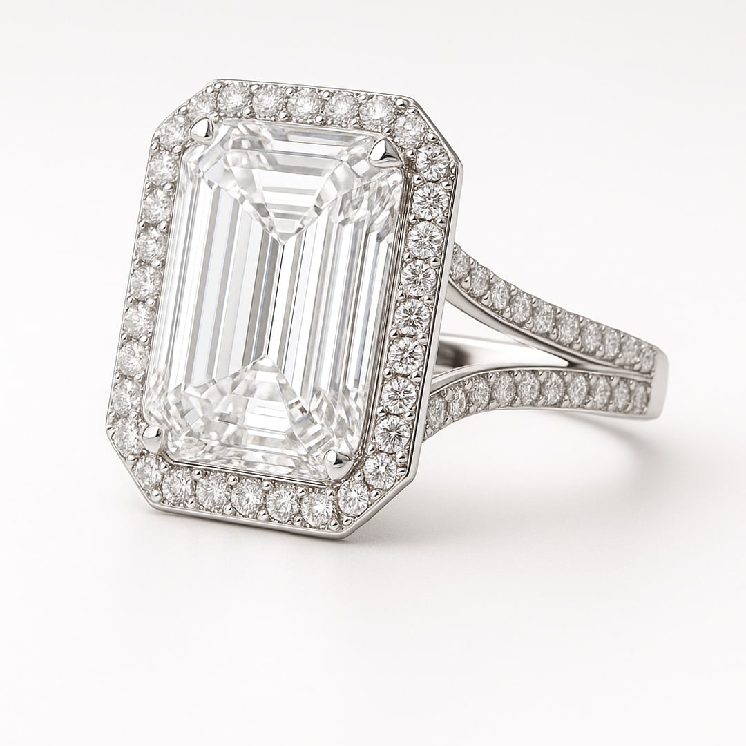 Luxury IGI Certified 2.20 Ct Natural Emerald cut Diamond Ring in 14K White Gold (1 of 3)