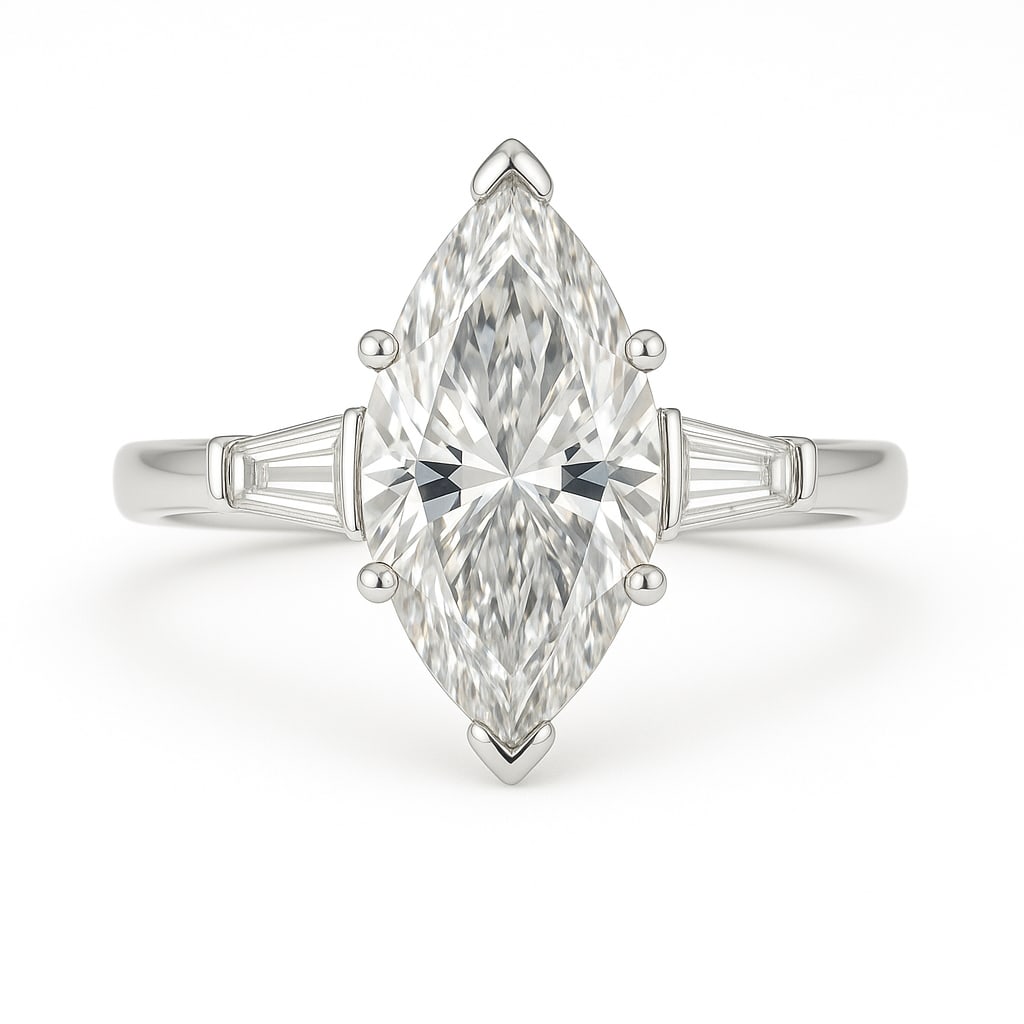 Luxury GIA Certified 2.20 Ct Marquise cut Diamond Ring in 14K White Gold (1 of 3)