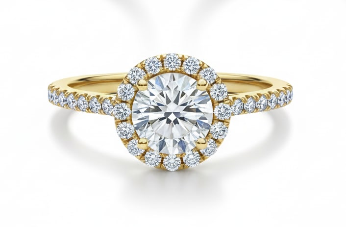 Luxury IGI Certified 2.00 Ct Round Brilliant Cut Natural Diamond Ring in 14K Yellow Gold: Exceptional luxury ring showcasing approximately 2.50 carat natural diamond, masterfully crafted in 14K Yellow Gold. This refined engagement ring features a dazzling round brilliant-cut center natural