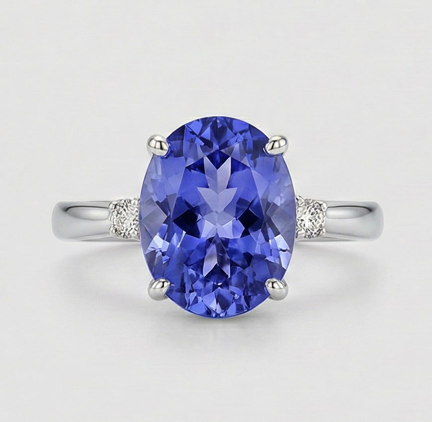 3.0 Ct Cushion Natural Tanzanite 14K White Gold Solitaire Setting (Basket Gallery) Ring –: This certified fine jewelry piece features a 3.0 carat natural Tanzanite in a Cushion cut, crafted in 14K White Gold. The Solitaire Setting (Basket Gallery) design highlights the beauty of the natural