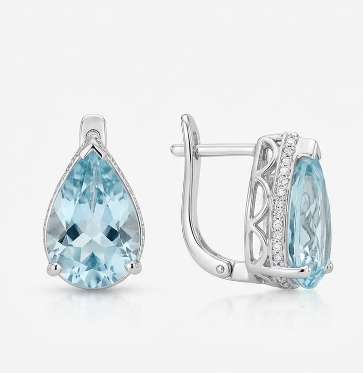 2.0 Ct Pear Natural (Pair) 14K White Gold Leverback Halo Earrings – Certified: This certified fine jewelry piece features a 2.0 carat natural (Pair) in a Pear cut, crafted in 14K White Gold. The Leverback Halo Earrings design highlights the beauty of the natural center stone. It