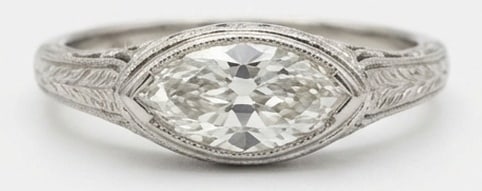 IGI Lab Grown 3.00 Ct Marquise Diamond Ring – Art Deco East-West Bezel Set – / in 14K White Gold: IGI Certified Lab Grown Diamond Center Stone Color E-F Clarity VVS1-VS1A timeless statement, this ring highlights a 3.00 carat lab grown Marquise center diamond as the focal point. The art deco east-w