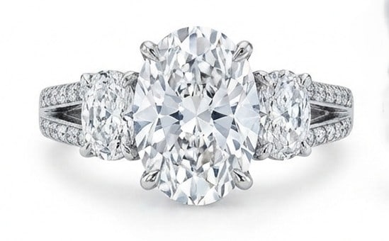 IGI Lab Grown 6.00 Ct Oval Diamond Ring – Vintage Three-Stone Oval with Split Shank Pave – / in (1 of 4)