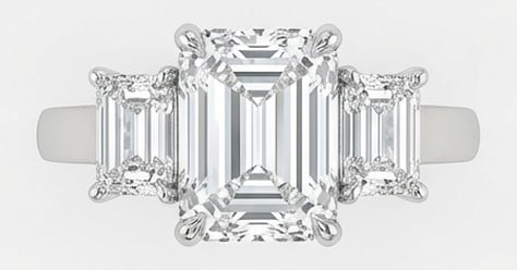 IGI Lab Grown 5.00 Ct Emerald Cut Diamond Ring – Classic Three-Stone Emerald Cut (Emerald Sides) (1 of 4)