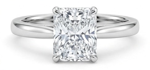 IGI Lab Grown 3.00 Ct Radiant Diamond Ring Modern solitaire setting with tapered cathedral shoulders: IGI Certified Lab Grown Diamond Center Stone Color E-F Clarity VVS1-VS1 Striking and elegant, this ring features a 3.00 carat lab grown Radiant center diamond as the focal point. The modern solitaire