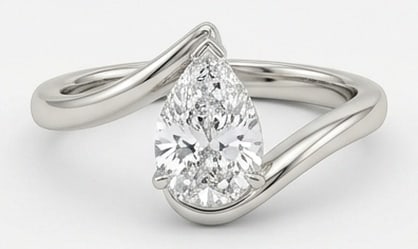 Lab Grown 3.00 Ct Pear Diamond Ring – Modern sculptural bypass setting with floating pear shape (1 of 2)
