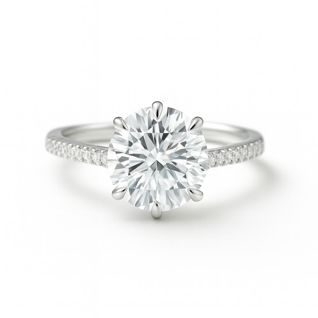 Luxury IGI Certified 2.20 Ct Round Diamond Ring in 14K White Gold: Exceptional luxury ring showcasing approximately 2.20 carat lab grown diamond, beautifully crafted in 14K White Gold. This refined design highlights superior craftsmanship and timeless elegance, makin