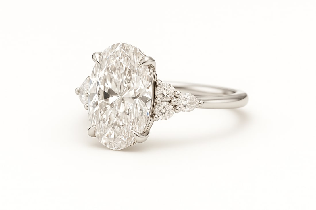 Luxury IGI Certified 2.20 Ct Oval Diamond Ring in 14K White Gold: Exceptional luxury ring showcasing approximately 2.20 carat lab grown diamond, beautifully crafted in 14K White Gold. This refined design highlights superior craftsmanship and timeless elegance, makin