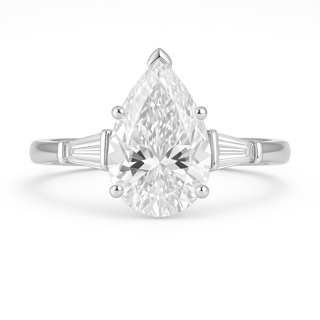 Luxury IGI Certified 2.50 Ct Pear cut Diamond Ring in 14K White Gold (1 of 4)
