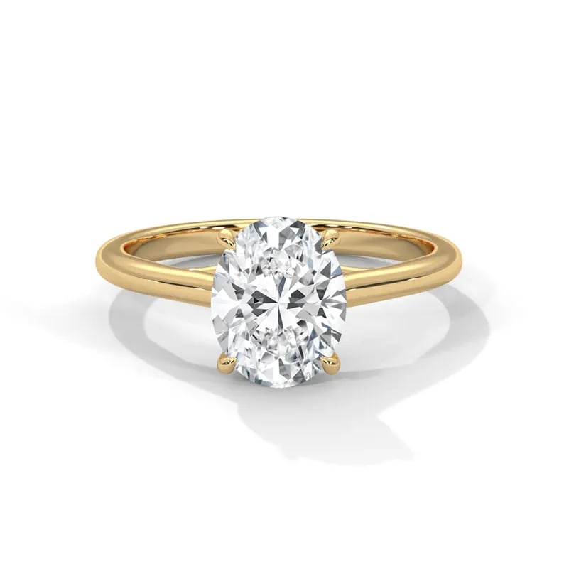 Luxury GIA Certified 1.90 Ct Oval Cut Lab Grown Diamond Ring in 14K Yellow Gold: An elegant and luxurious engagement ring featuring an approximately 1.90 carat lab grown diamond in a refined oval cut cut. Beautifully crafted in premium 14K Yellow Gold, this ring showcases a solita