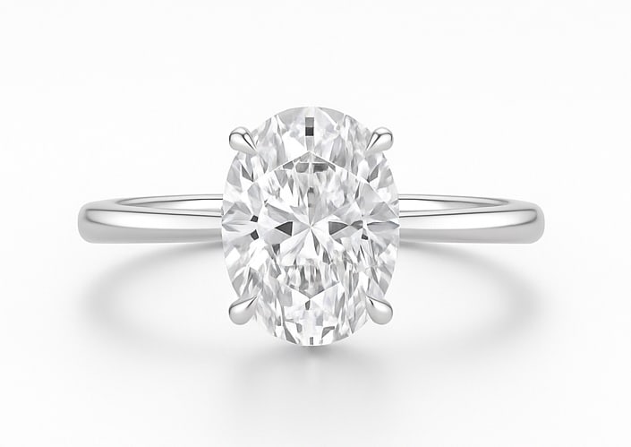 Luxury GIA Certified 1.50 Ct Oval Cut Lab Grown Diamond Ring in 14K White Gold: An elegant and luxurious engagement ring featuring an approximately 1.50 carat lab grown diamond in a refined oval cut cut. Beautifully crafted in premium 14K White Gold, this ring showcases a classic