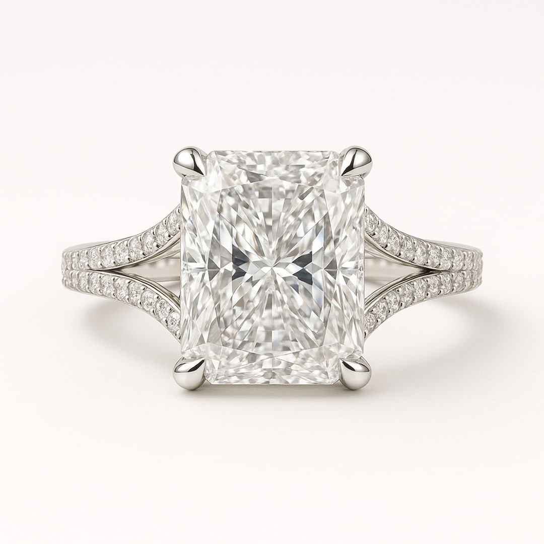 Statement 10 Ct Radiant Cut Certified Lab Grown Diamond Luxury Engagement Ring (1 of 2)