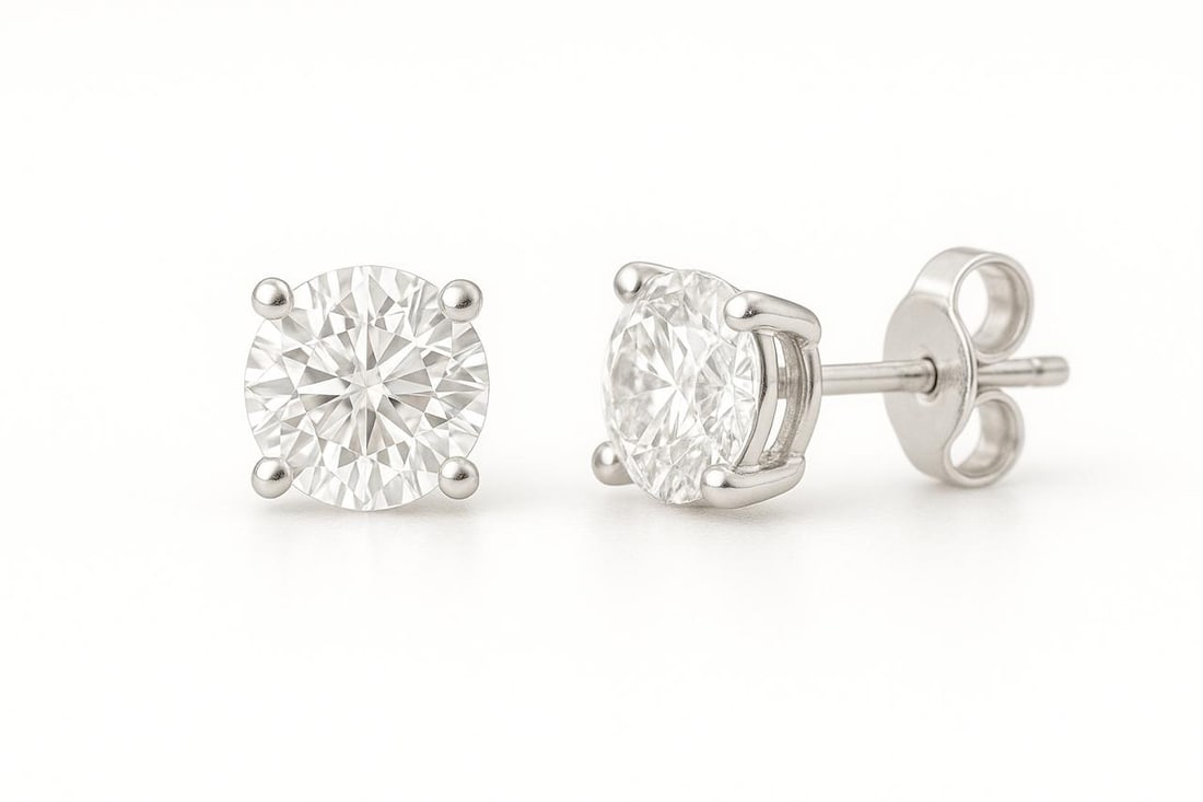 4 CT Lab Grown Round Brilliant Diamond Solitaire Stud Earrings in 14K White Gold (1 of 3)