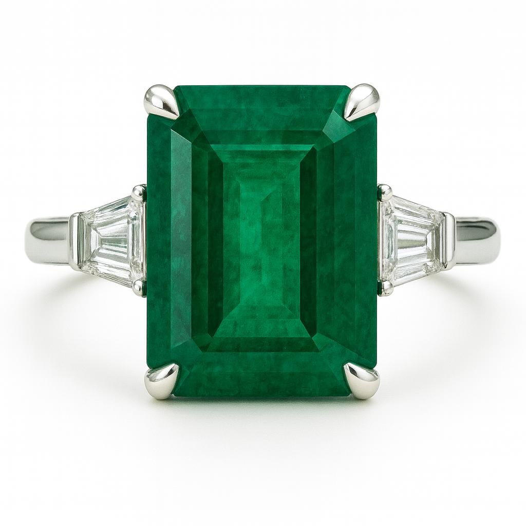 20 CT Lab Grown Emerald Cut Diamond Solitaire Ring in 14K White Gold (1 of 2)