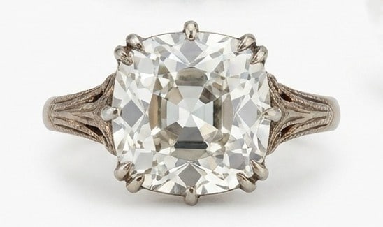 Lab Grown 4.00 Ct Cushion (Old Mine Look) Diamond Ring – Antique Solitaire with Filigree Shoulders (1 of 5)