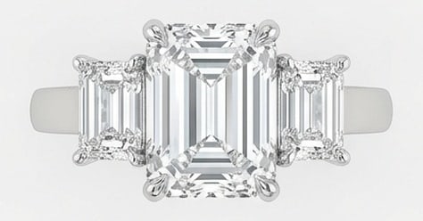 Lab Grown 5.00 Ct Emerald Cut Diamond Ring – Classic Three-Stone Emerald Cut (Emerald Sides) – / (1 of 4)