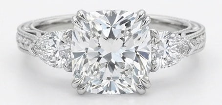 Lab Grown 6.00 Ct Cushion (Modified Brilliant) Diamond Ring – Vintage Three-Stone Cushion with (1 of 4)