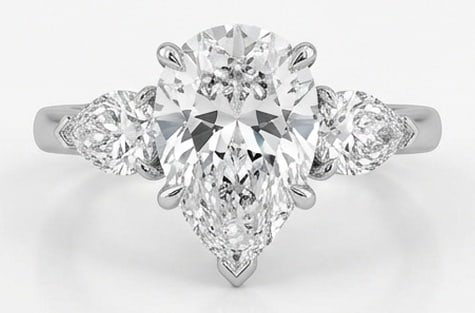 Lab Grown 6.00 Ct Pear Shape Diamond Ring – Classic Three-Stone Pear with Pear Sides – / in 14K (1 of 4)