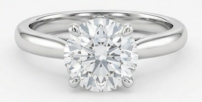 Lab Grown 10.00 Ct Round Diamond Ring – Modern solitaire setting with plain tapered band – in: Chic and distinctive, this ring showcases a 10.00 carat lab grown Round center diamond. White Gold gives the piece a refined, neutral foundation for daily wear or events. The overall style follows a m