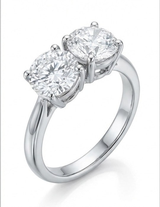 Lab Grown 3.00 Ct Round (Dual) Diamond Ring – Toi et Moi two-stone setting with diagonal dual (1 of 2)