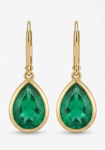 2.0 Ct Pear Natural (Pair) 14K Yellow Gold Leverback Earrings - Certified: This certified fine jewelry piece features a 2.0 carat natural (Pair) in a Pear cut, crafted in 14K Yellow Gold. The Leverback Earrings design highlights the beauty of the natural center stone. It is 