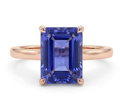 3.0 Ct Emerald Natural Tanzanite 14K Rose Gold Solitaire Setting Ring - Certified: This certified fine jewelry piece features a 3.0 carat natural Tanzanite in a Emerald cut, crafted in 14K Rose Gold. The Solitaire Setting design highlights the beauty of the natural center stone. All