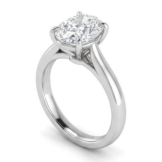 GIA Certified 1.4 ct Oval Cut Natural Diamond Cathedral Solitaire Ring in 14K White Gold: A sophisticated 1.4 carat natural oval-cut diamond ring, crafted in 14K White Gold to highlight beauty, brilliance, and fine jewelry presence. This design highlights the beauty of the center stone alo