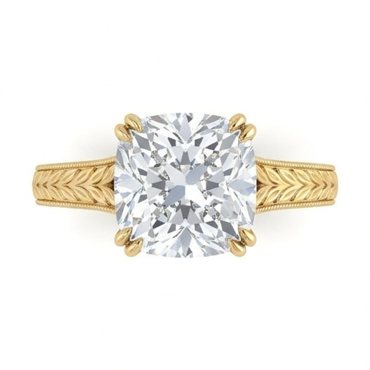 IGI Certified 1.65 ct Cushion Cut Natural Diamond Heritage Vintage Ring in 14K Yellow Gold: A sophisticated 1.65 carat natural cushion-cut diamond ring, crafted in 14K Yellow Gold to highlight beauty, brilliance, and fine jewelry presence. This design highlights the beauty of the center ston