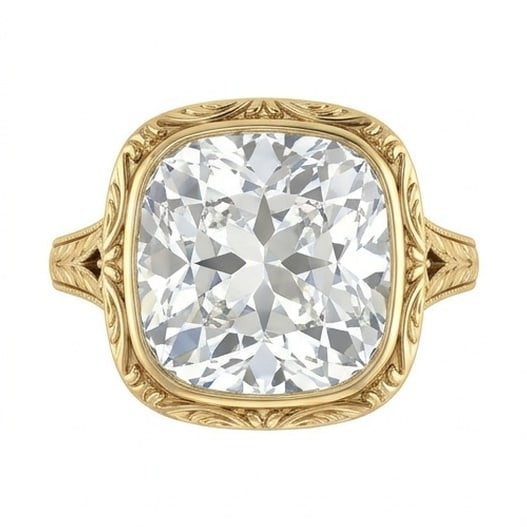 IGI Certified 1.95 ct Cushion Cut Natural Diamond Vintage Gallery Ring in 14K Yellow Gold: A remarkable 1.95 carat natural cushion-cut diamond ring, expertly crafted in 14K Yellow Gold and created to showcase timeless sophistication. This design highlights the beauty of the center stone alo