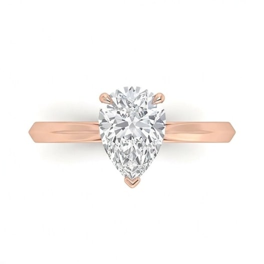 GIA Certified 1.8 ct Pear Cut Natural Diamond Knife Edge Solitaire Ring in 14K Rose Gold: A sophisticated 1.8 carat natural pear-cut diamond ring, crafted in 14K Rose Gold to highlight beauty, brilliance, and fine jewelry presence. This design highlights the beauty of the center stone alon