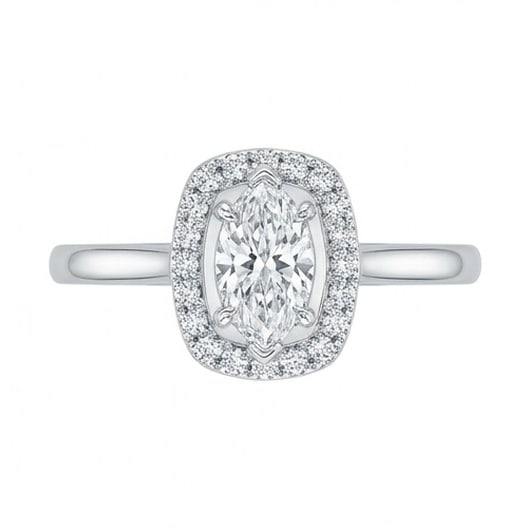 GIA Certified 1.65 ct Cushion Cut Natural Diamond Marquise Cushion Halo Ring in 14K White Gold: A sophisticated 1.65 carat natural cushion-cut diamond ring, crafted in 14K White Gold to highlight beauty, brilliance, and fine jewelry presence. This design is enhanced with matching diamond side st