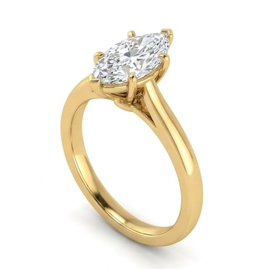 GIA Certified 1.95 ct Marquise Cut Natural Diamond Cathedral Solitaire Ring in 14K Yellow Gold: An elegant 1.95 carat natural marquise-cut diamond ring, finely made in 14K Yellow Gold with a refined profile and auction-worthy presentation. This design highlights the beauty of the center stone al