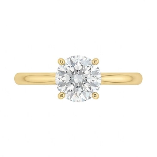 IGI Certified 1.9 ct Round Cut Natural Diamond Elevated Basket Solitaire Ring in 14K Yellow Gold: An elegant 1.9 carat natural round-cut diamond ring, finely made in 14K Yellow Gold with a refined profile and auction-worthy presentation. This design highlights the beauty of the center stone alone,