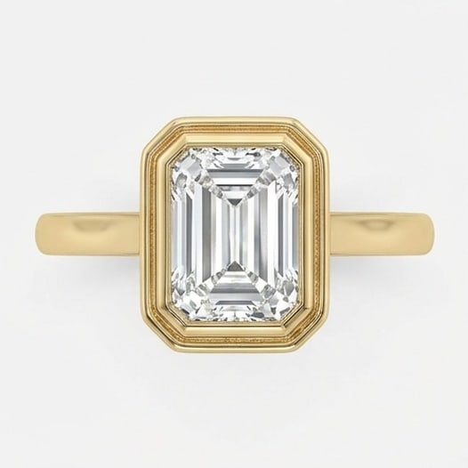 GIA Certified 1.8 ct Emerald Cut Natural Diamond Vintage Gallery Ring in 14K Yellow Gold: This distinguished 1.8 carat natural emerald-cut diamond ring is beautifully crafted in 14K Yellow Gold, offering exceptional brilliance and enduring appeal. This design highlights the beauty of the c