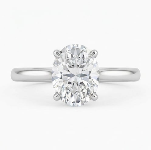 GIA Certified 1.45 ct Oval Cut Natural Diamond Cathedral Solitaire Ring in 14K White Gold: An elegant 1.45 carat natural oval-cut diamond ring, finely made in 14K White Gold with a refined profile and auction-worthy presentation. This design highlights the beauty of the center stone alone, 
