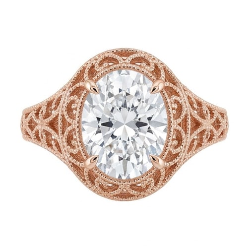 GIA Certified 1.75 ct Oval Cut Natural Diamond Vintage Lace Ring in 14K Rose Gold: An exceptional 1.75 carat natural oval-cut diamond ring, masterfully crafted in luxurious 14K Rose Gold and designed to embody refined elegance and lasting beauty. This design highlights the beauty of