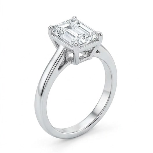 IGI Certified 1.4 ct Emerald Cut Natural Diamond Open Gallery Solitaire Ring in 14K White Gold: A remarkable 1.4 carat natural emerald-cut diamond ring, expertly crafted in 14K White Gold and created to showcase timeless sophistication. This design highlights the beauty of the center stone alone