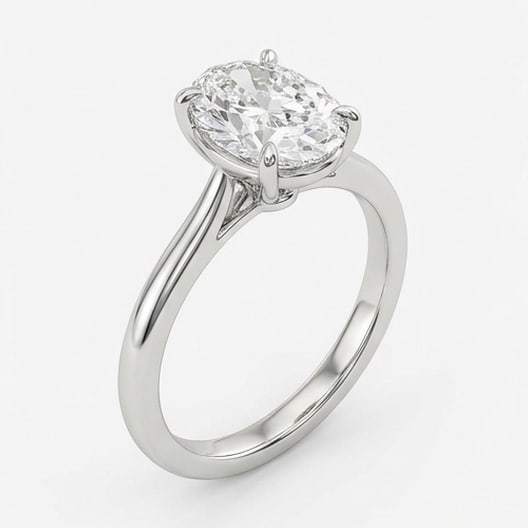 GIA Certified 1.95 ct Oval Cut Natural Diamond Elevated Basket Solitaire Ring in 14K White Gold: An elegant 1.95 carat natural oval-cut diamond ring, finely made in 14K White Gold with a refined profile and auction-worthy presentation. This design highlights the beauty of the center stone alone, 