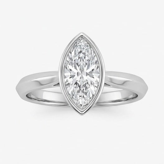 GIA Certified 1.3 ct Marquise Cut Natural Diamond Knife Edge Solitaire Ring in 14K White Gold: A sophisticated 1.3 carat natural marquise-cut diamond ring, crafted in 14K White Gold to highlight beauty, brilliance, and fine jewelry presence. This design highlights the beauty of the center stone