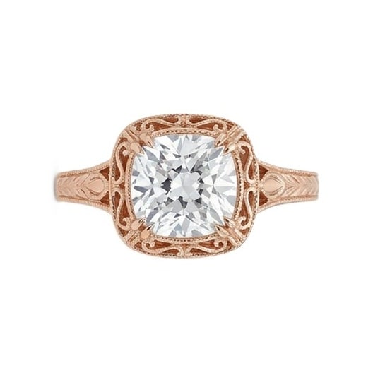 IGI Certified 1.7 ct Cushion Cut Natural Diamond Heritage Vintage Ring in 14K Rose Gold: An exceptional 1.7 carat natural cushion-cut diamond ring, masterfully crafted in luxurious 14K Rose Gold and designed to embody refined elegance and lasting beauty. This design highlights the beauty 