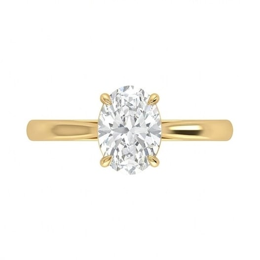 GIA Certified 1.85 ct Oval Cut Natural Diamond Open Gallery Solitaire Ring in 14K Yellow Gold: An exceptional 1.85 carat natural oval-cut diamond ring, masterfully crafted in luxurious 14K Yellow Gold and designed to embody refined elegance and lasting beauty. This design highlights the beauty 